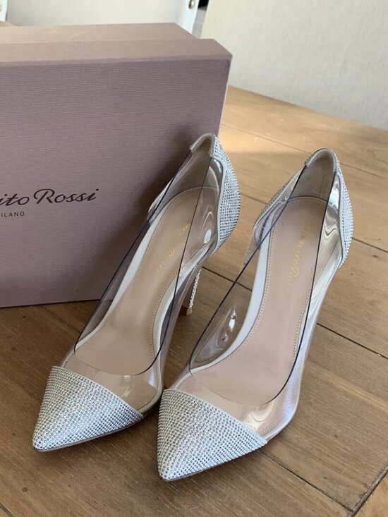 Gianvito Rossi Shoes - Gianvito Rossi 105 Plexi & Embellished Suede Pumps